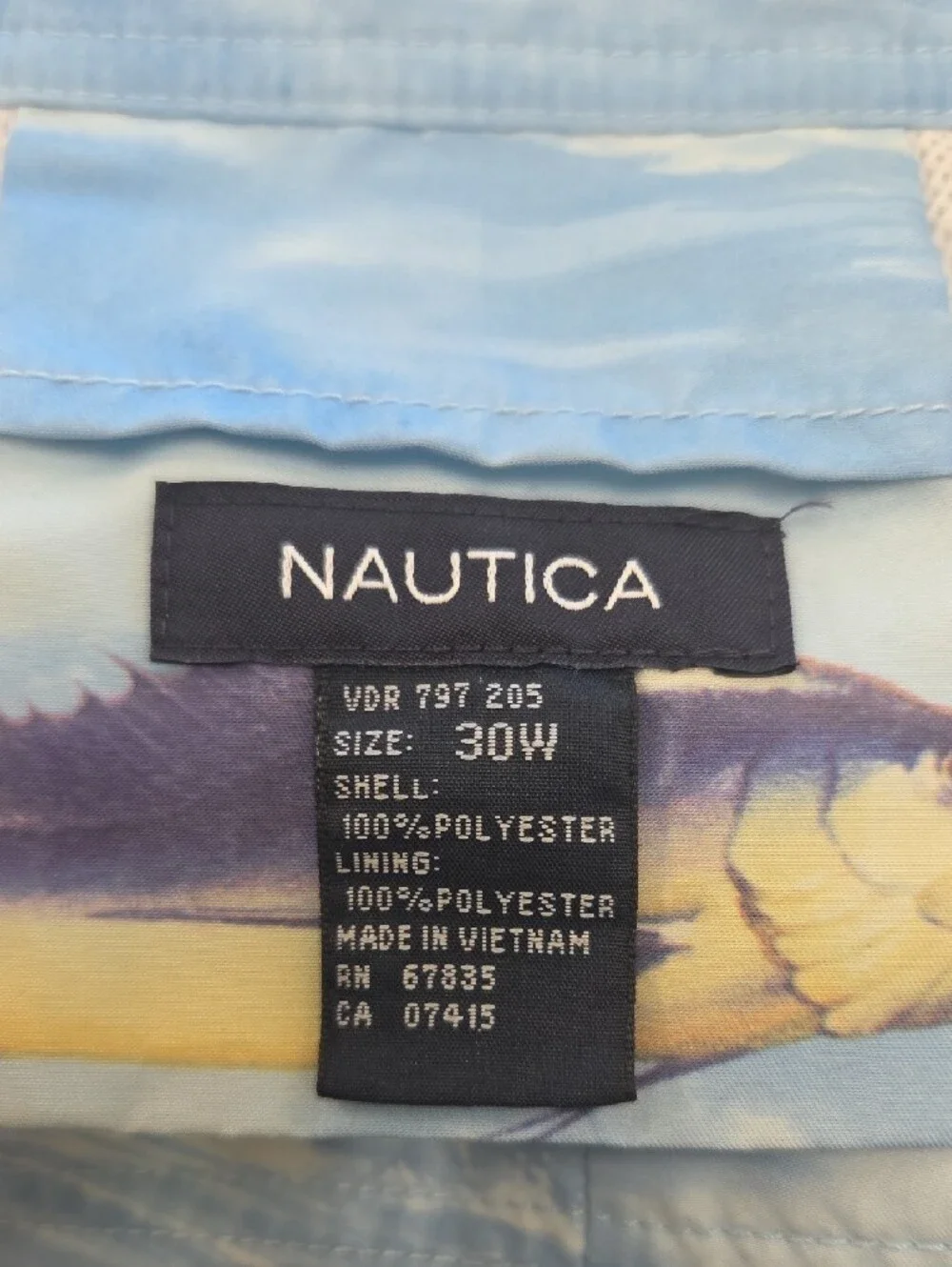 Nautica Light Blue Mesh-Lined Swim Shorts with Navy Logo Tab 30w